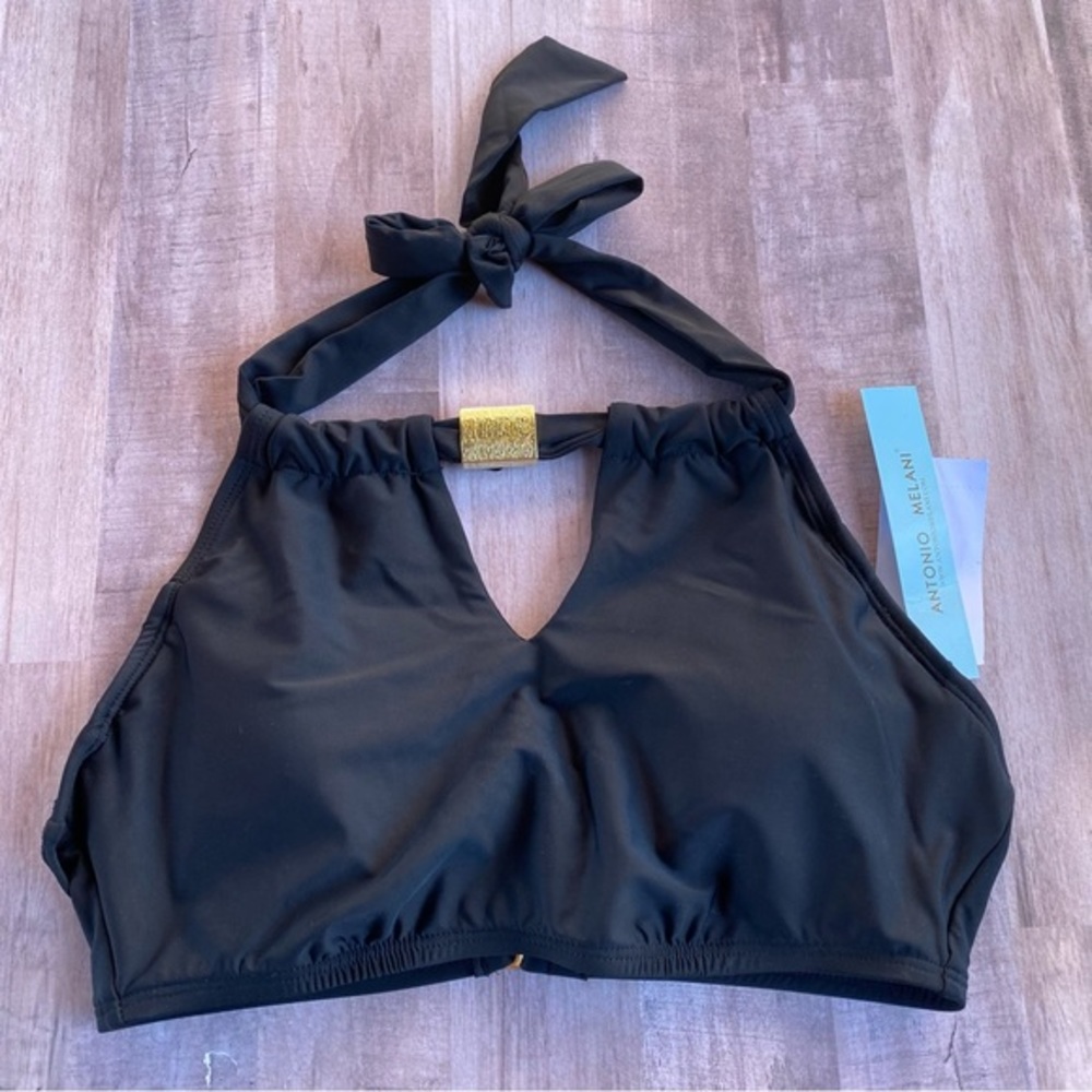 ANTONIO MELANI black halter bikini top sz XS